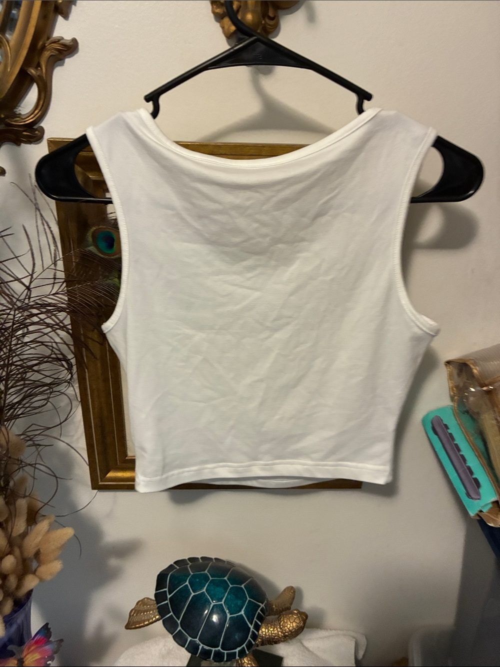 Classic White Sleeveless Crop Top - Women's